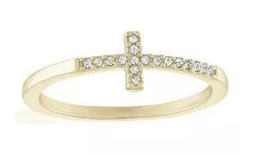 LAY-RING43/G Layers CZ Cross Gold Tone Ring 0