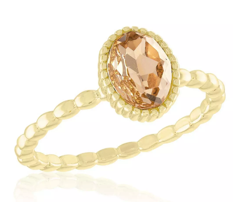 LAY-RING57/G Layers Vintage Rose Oval Gold Tone Ring 0