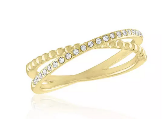 LAY-RING62/G Layers CZ Crossover Gold Tone Ring 0