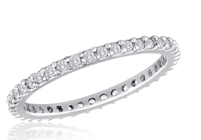 STK21-4 Stacks Thin CZ Stack Silver Tone Ring 0