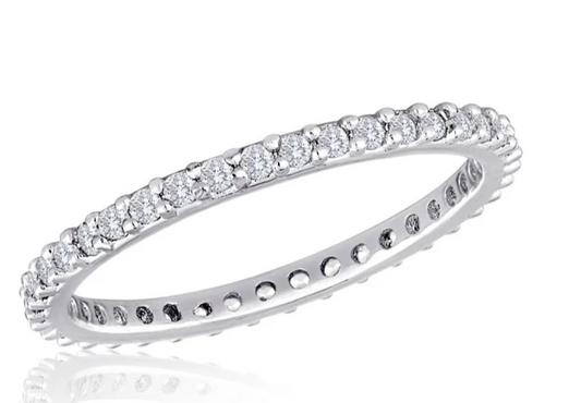 STK21-4 Stacks Thin CZ Stack Silver Tone Ring 0