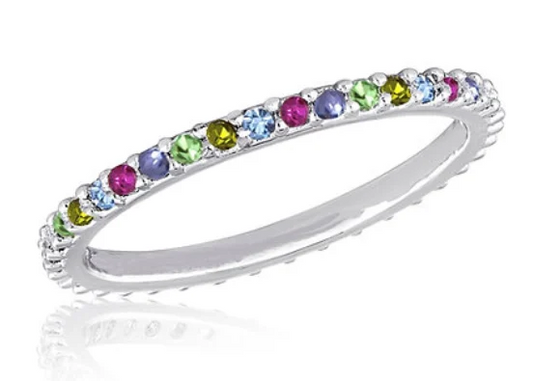 STK47 Stacks Thin Multi Colored Stone Stack Ring 0