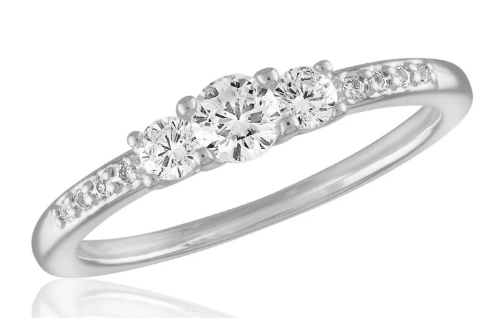 STK52 Stacks CZ Silver Tone Stack Ring 0