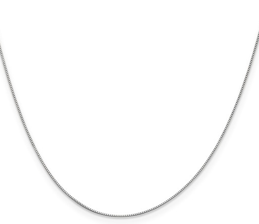 5351-18 10K White Gold .5MM Baby Box with Lobster Clasp
