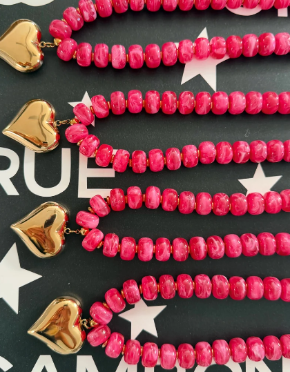 Chansutt Pearls 18k Gold Plated Stainless Steel Pink Heart Necklace 0