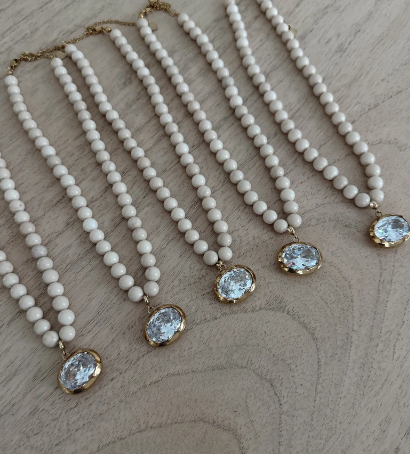 Chansutt Pearls 18k Gold Plated Stainless Steel Clear Stone Parker Necklace 0