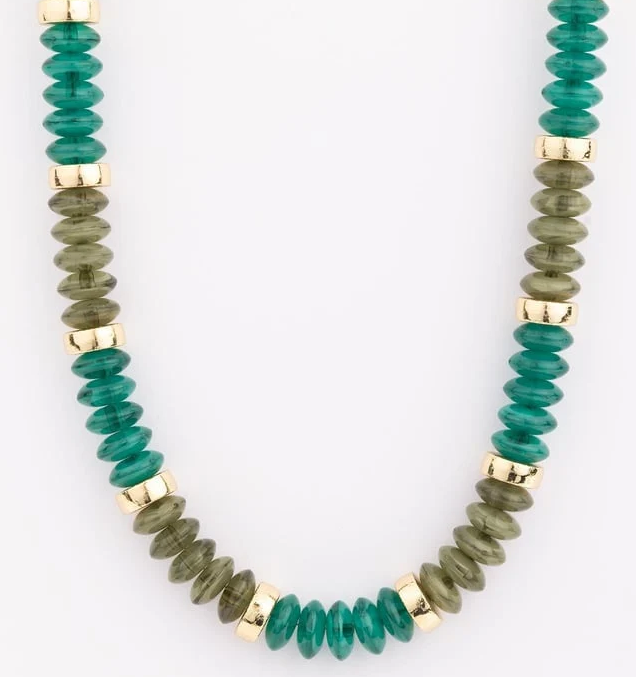 79823 Michelle McDowell Gold Tone Jules Green Necklace 0