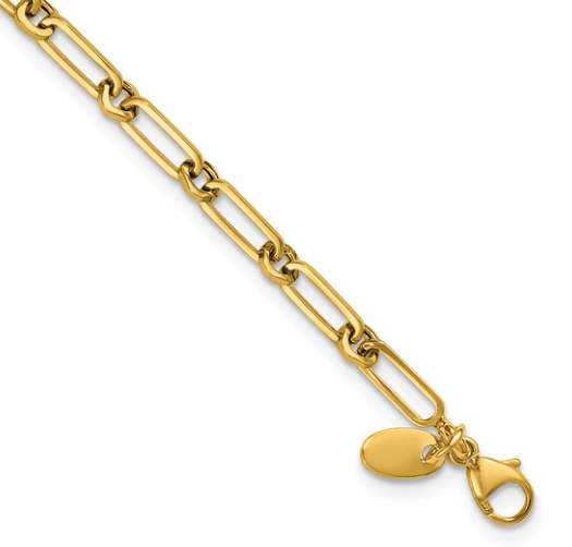 10LF693-7.5 10K Yellow Gold Polished Fancy Paperclip Link Bracelet 0