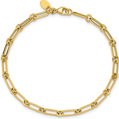 10LF693-7.5 10K Yellow Gold Polished Fancy Paperclip Link Bracelet 0