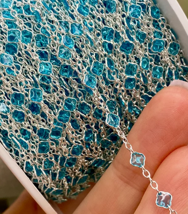 E33 Sterling Silver Clover Aqua Teal