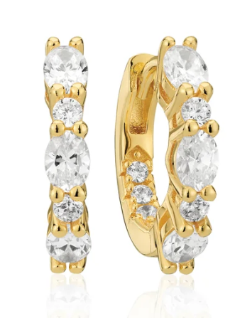 17991 Sif Jakobs 18K Gold Plated Sterling Silver CZ Ellera Ovale Medio Earrings 0