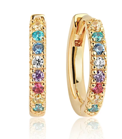 11763 Sif Jakobs 18K Gold Plated Sterling Silver Multi Colored CZ Ellera Medio Earrings 0