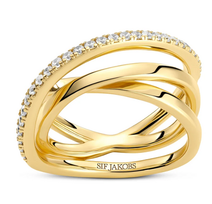 18852 Sif Jakobs 18K Gold Plated Sterling Silver CZ Spirale Ring 0