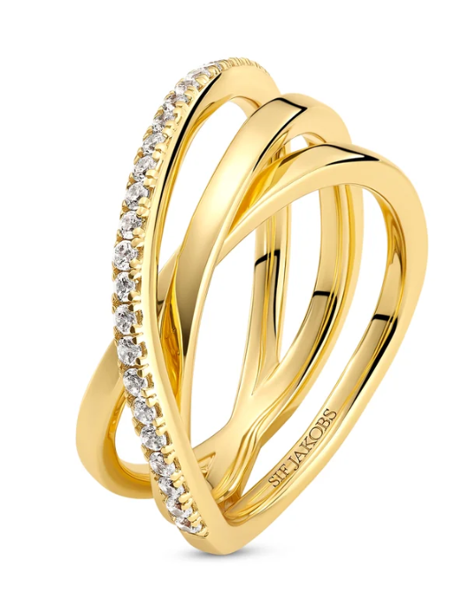 18852 Sif Jakobs 18K Gold Plated Sterling Silver CZ Spirale Ring 0