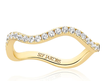 18364 Sif Jakobs 18K Gold Plated Sterling Silver CZ Ellera Wave Ring 0