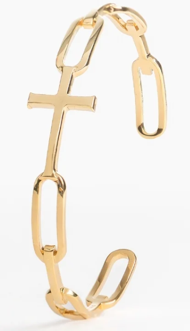 590027GD Rizen 18K Gold Plated Sterling Silver Chain Breaker Bangle 0