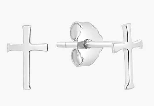 290001SS Rizen Sterling Silver Cross Mini Stud Earrings 0