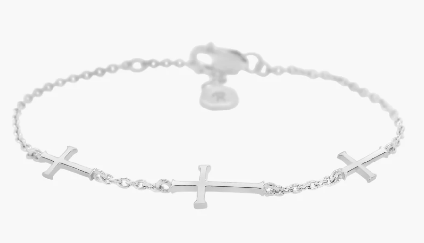 590005SS Rizen Sterling Silver Calvary Cross Bracelet  0