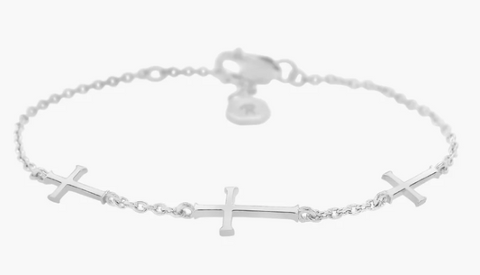 590005SS Rizen Sterling Silver Calvary Cross Bracelet  0