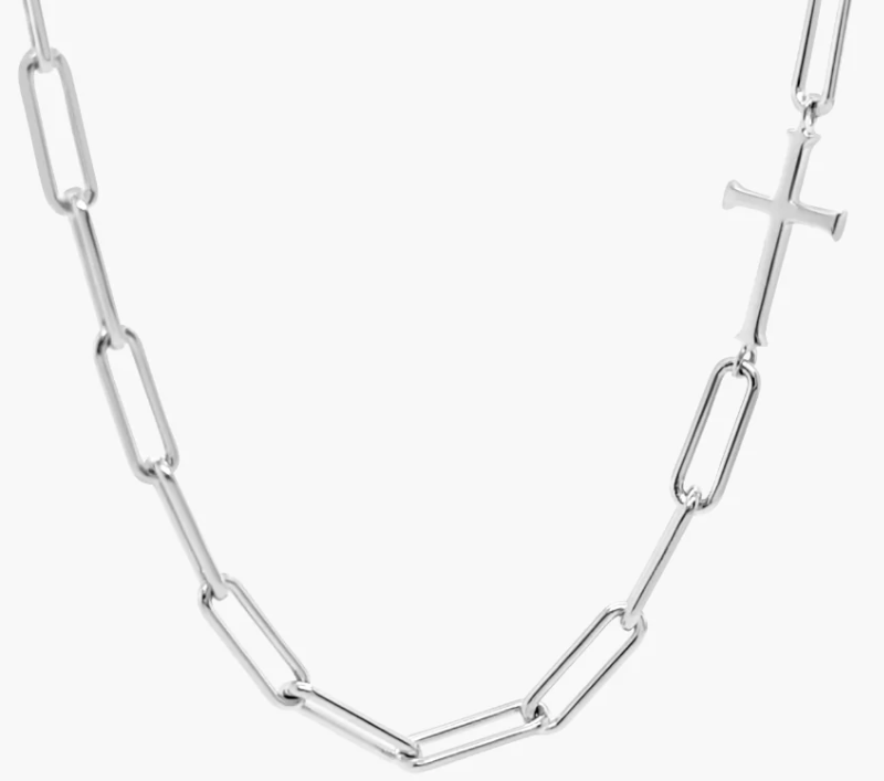 390007SS Rizen Sterling Silver Chain Breaker Cross Necklace 0
