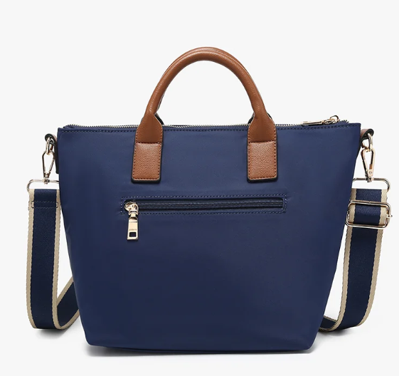 M2915-NV.BR Jen & Co. Winnie Nylon Satchel in Navy Brown 0
