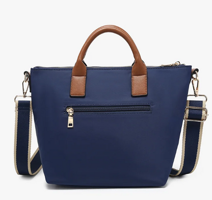 M2915-NV.BR Jen & Co. Winnie Nylon Satchel in Navy Brown 0