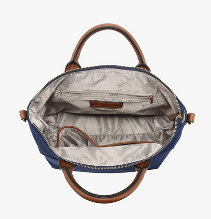 M2915-TN.BR Jen &amp; Co. Winnie Nylon Satchel in Tan/Brown