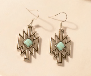 S-14746 Myra Bag Starburst Earrings Turquoise Center 0