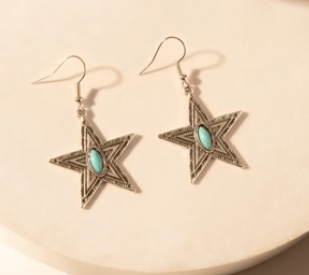 S-14748 Myra Bag Westward Star Earrings Turquoise Stone 0