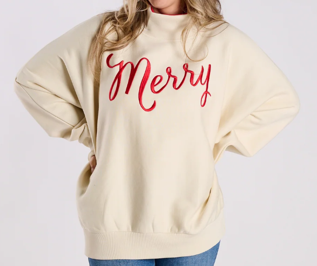 RDG65393FCP Royce "Christmas Plaid Flannigan Mocktail" Oversized Crew Ivory 0