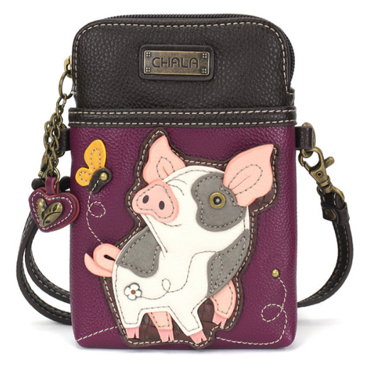 827PIA9 Chala Cellphone Crossbody - Spotted Pink Pig - Purple 0