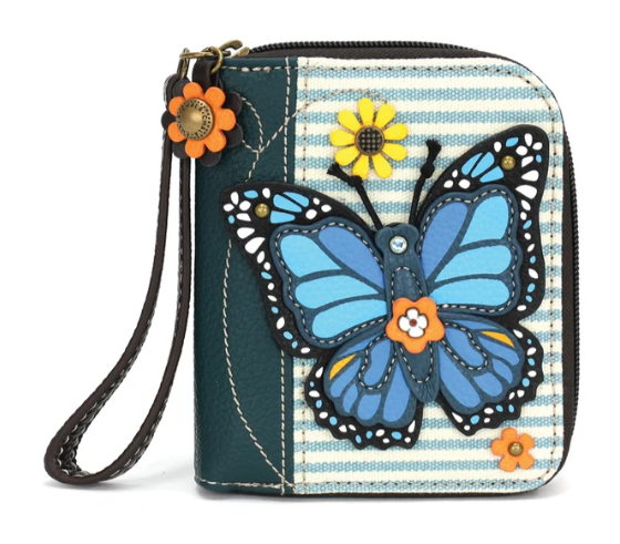 839BBF1S Chala Zip-Around - Wallet Blue Butterfly - Blue Stripe 0