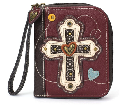 839BUS4S Chala Zip-Around Wallet - Cross - Maroon 0