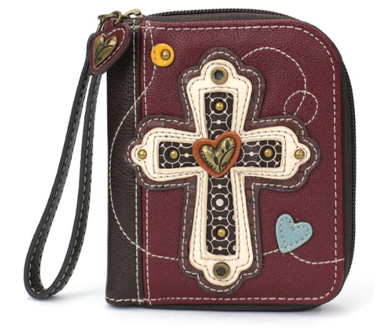 839BUS4S Chala Zip-Around Wallet - Cross - Maroon 0