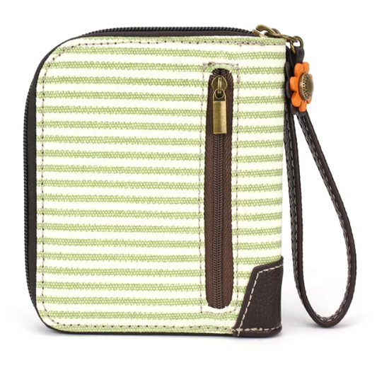 839HC7S Chala Zip-Around Wallet - Highland Cow - Green Stripe 0