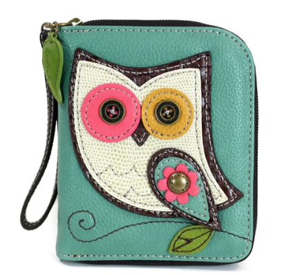839OL4 Chala Zip-Around Wallet - Owl-II - Teal 0