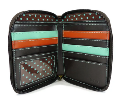 839OL4 Chala Zip-Around Wallet - Owl-II - Teal 0
