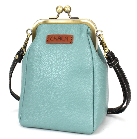 863BC1 Chala Kisslock Cellphone Crossbody - Black Cat - Blue 0