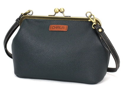 864BBF1 Chala Kisslock Crossbody Purse - Blue Butterfly - Navy 0