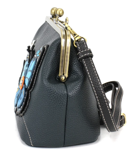 864BBF1 Chala Kisslock Crossbody Purse - Blue Butterfly - Navy 0