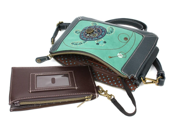 D822TU7 Chala Dazzled Zip Pouch Crossbody - Turtle - Turquoise 0