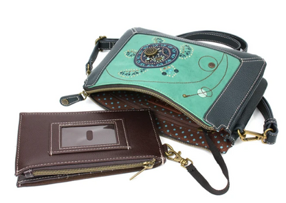D822TU7 Chala Dazzled Zip Pouch Crossbody - Turtle - Turquoise 0