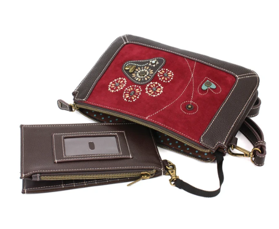 D827PP9 Chala Dazzled Cellphone Crossbody - Paw Print - Burgundy 0