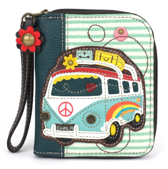 839BUS4S Chala Zip-Around Wallet - Bus - Teal Stripe 0