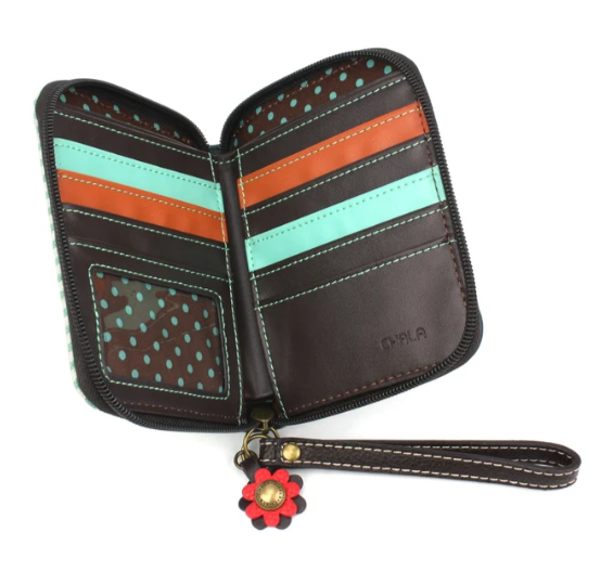 839BUS4S Chala Zip-Around Wallet - Bus - Teal Stripe 0