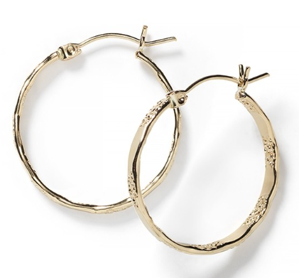 742 JF324HTGF Gold Filled Hoop Earrings Hammer Textured Round 0