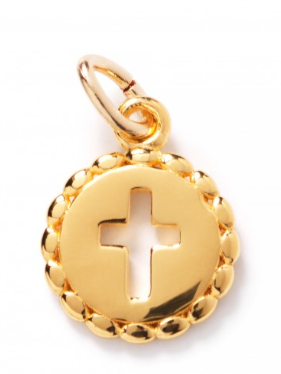 742 DER CM161GP Southern Gates Gold Plated Sterling Silver Open Cross Beaded Edge Charm 0