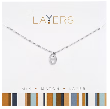 LAY-681S Layers Silver Tone Mariner Link Drop Necklace 0