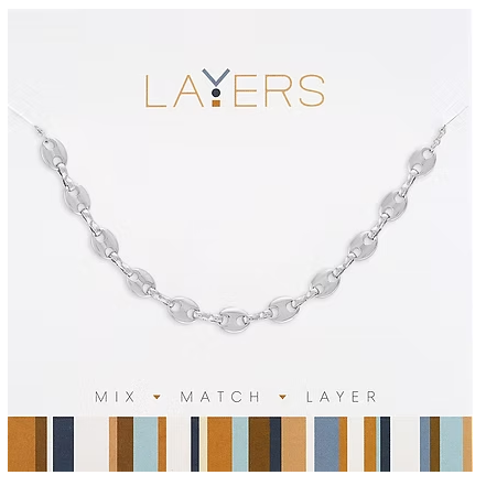 LAY-685S Layers Silver Tone Mariner Link Chain Necklace 0