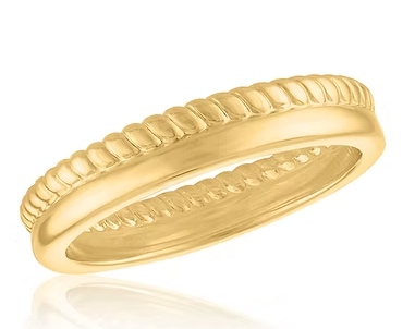 LAY-RING121G Layers Gold Tone Stacked Rope Ring 0